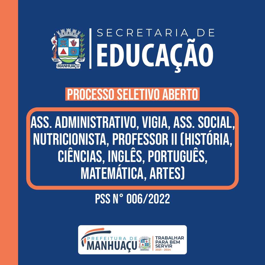 Prefeitura Municipal De Manhuaçu Secretaria De Educação Abre Processo Seletivo Para Diversos 8893